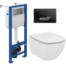 Унитаз подвесной с инсталляцией Ideal Standard Tesi T007901 + T352701 + S-IN-MZ-VECTOR + P-BU-ACT/Blg/Gl