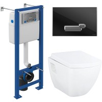 Унитаз подвесной с инсталляцией Creavit Tetra TP326-11CB00E-0000 (KC2103.01.0000E + S-IN-MZ-VECTOR + P-BU-ACT/Blg/Gl)