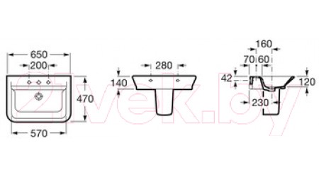 Умывальник Roca The Gap А327473000 + А337470000