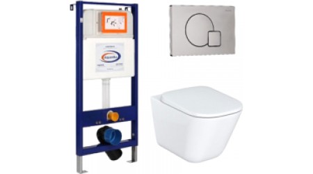 Унитаз подвесной с инсталляцией Roca The Gap Clean Rim A34647L000 + 801472001 + 10.702.450.02.10