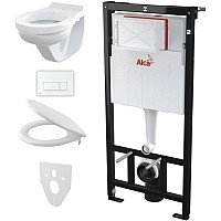 Унитаз подвесной с инсталляцией Alcaplast Thin 5 в 1 с кнопкой M570