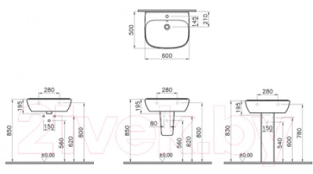 Умывальник VitrA Tres 55 / 5272B003-0001