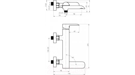 Смеситель Rubineta Ultra-10/K поворотный / U1KP08 