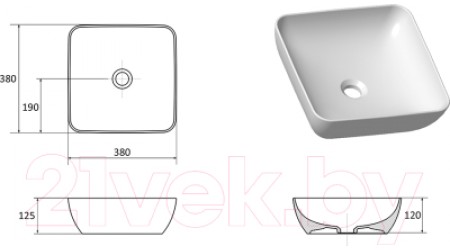 Умывальник Ravak Uni Slim 38 S / XJX01138001