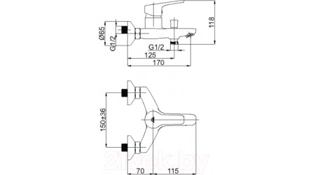Смеситель Rubineta Uno-10 BK2 / N100661 