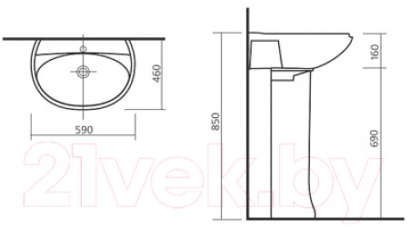 Умывальник Sanita Виктория VIC55SAWB01