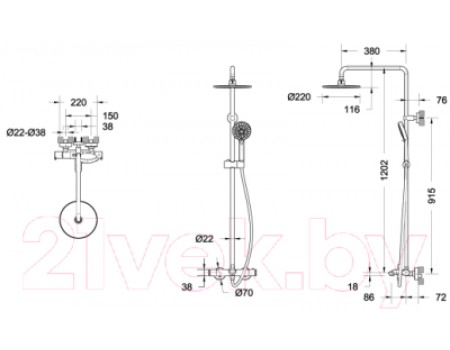 Душевая система Bravat Waterfall F639114C-A5