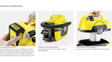 Пылесос Karcher WD 1 Compact Battery (1.198-300.0)