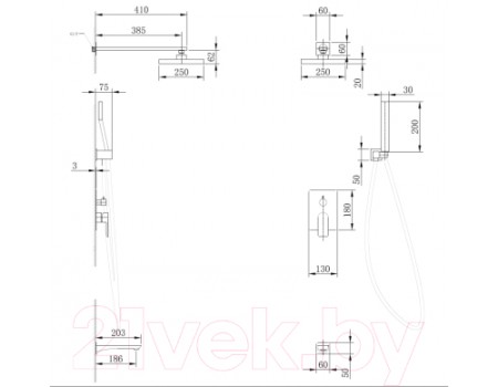 Душевая система Abber Weiss Insel AF8017W (белый)