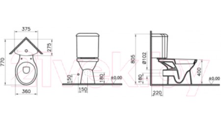 Унитаз напольный VitrA Wenkel / 9854B099-7200 (с сиденьем)