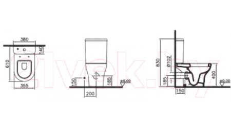 Унитаз напольный VitrA Zentrum / 9012B003-7204
