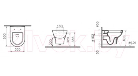 Унитаз подвесной с инсталляцией VitrA Zentrum / 9012B003-7206