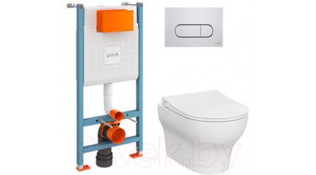 Унитаз подвесной с инсталляцией VitrA Zentrum Round / 9879B003-7200 (с сиденьем и панелью смыва)