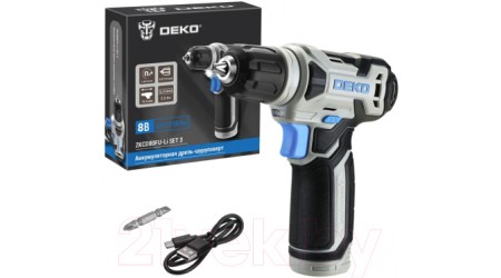 Аккумуляторная дрель-шуруповерт Deko ZKCD80FU-Li SET 3 / 063-4128